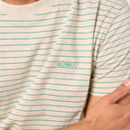 100% Organic Cotton Authentique T-Shirt - Striped Green And Light Grey