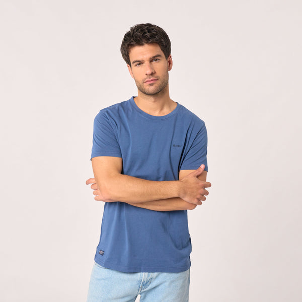 T-Shirt En 100% Coton Bio Garment Dye - Bleu Marine