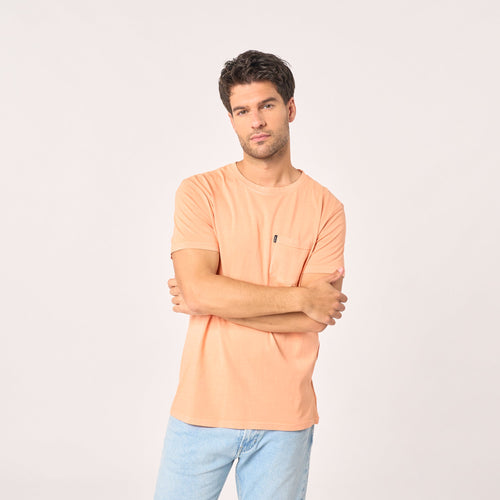 Camiseta Garment Dye 100% Algodón Orgánico - Naranja
