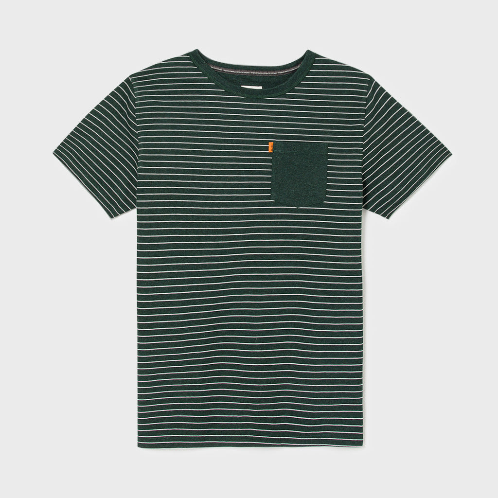 T-Shirt En 100% Coton Bio Heavy - Rayé Vert Et Blanc