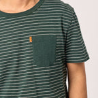 T-Shirt En 100% Coton Bio Heavy - Rayé Vert Et Blanc