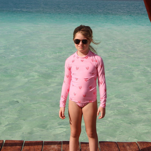 Mixed Anti-UV Children's T-Shirt - Pink Coral