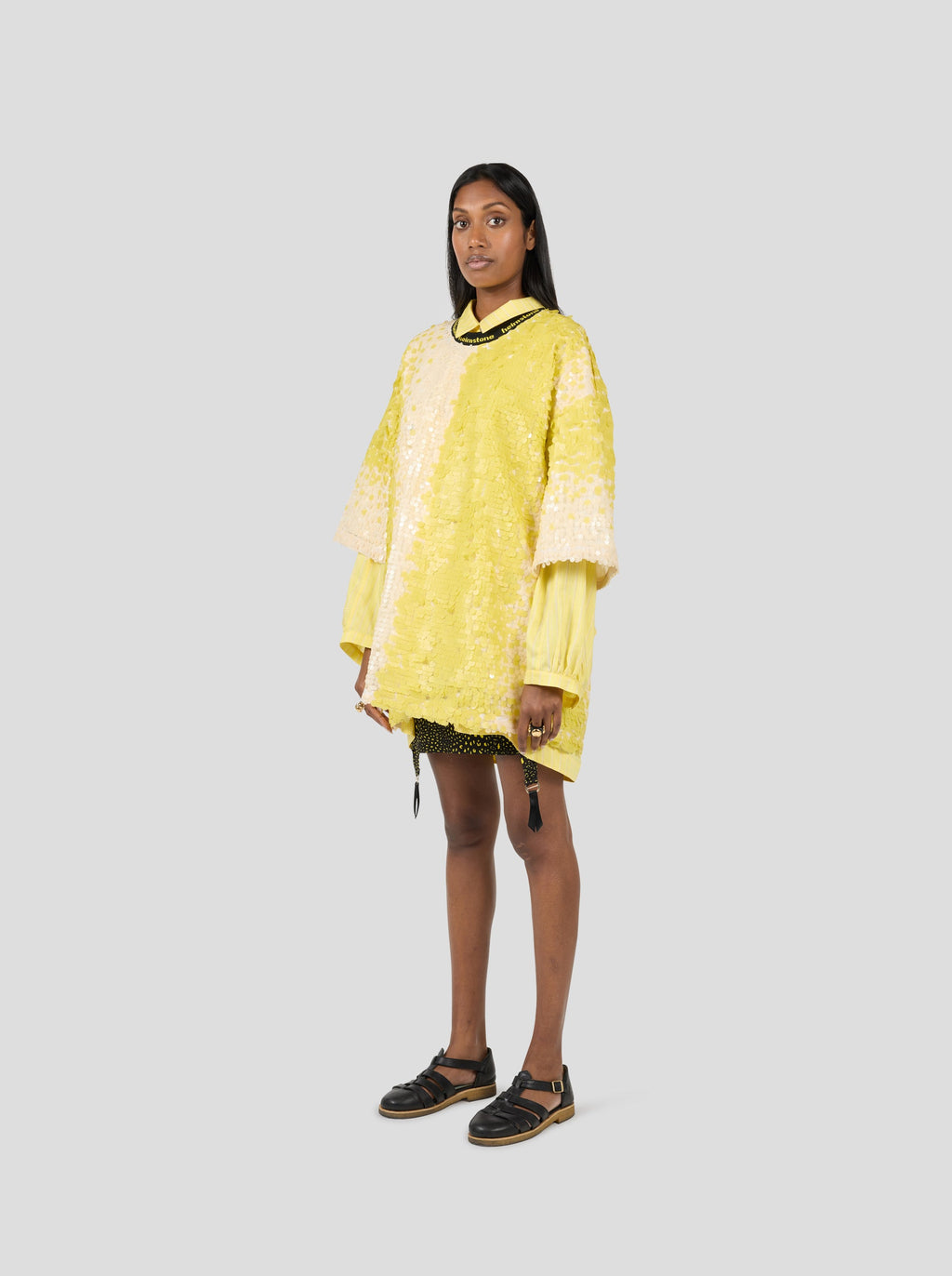 T-Shirt In Sequins Yellow Meringue