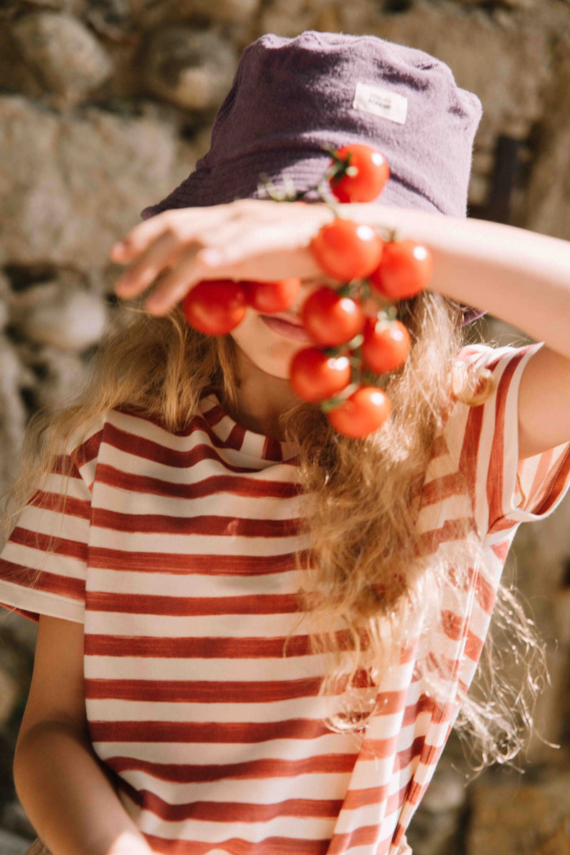 T-Shirt Essential Jersey Rayures Rouge Brique