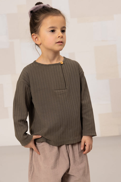 T-Shirt Orso Rib Ml Taupe Foncé