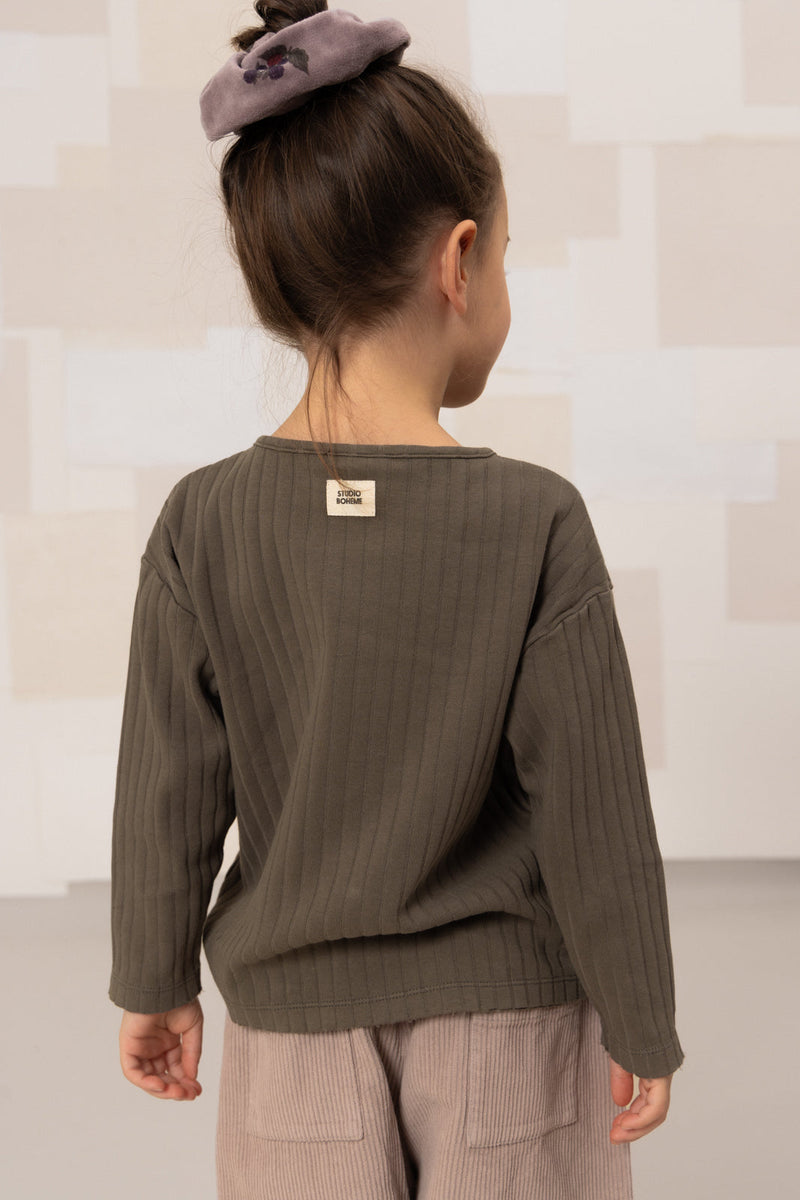 T-Shirt Orso Rib Ml Taupe Foncé