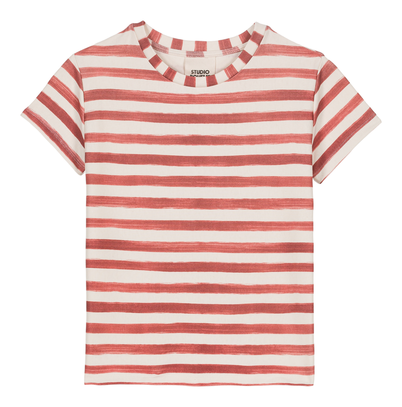 T-Shirt Essential Jersey Rayures Rouge Brique