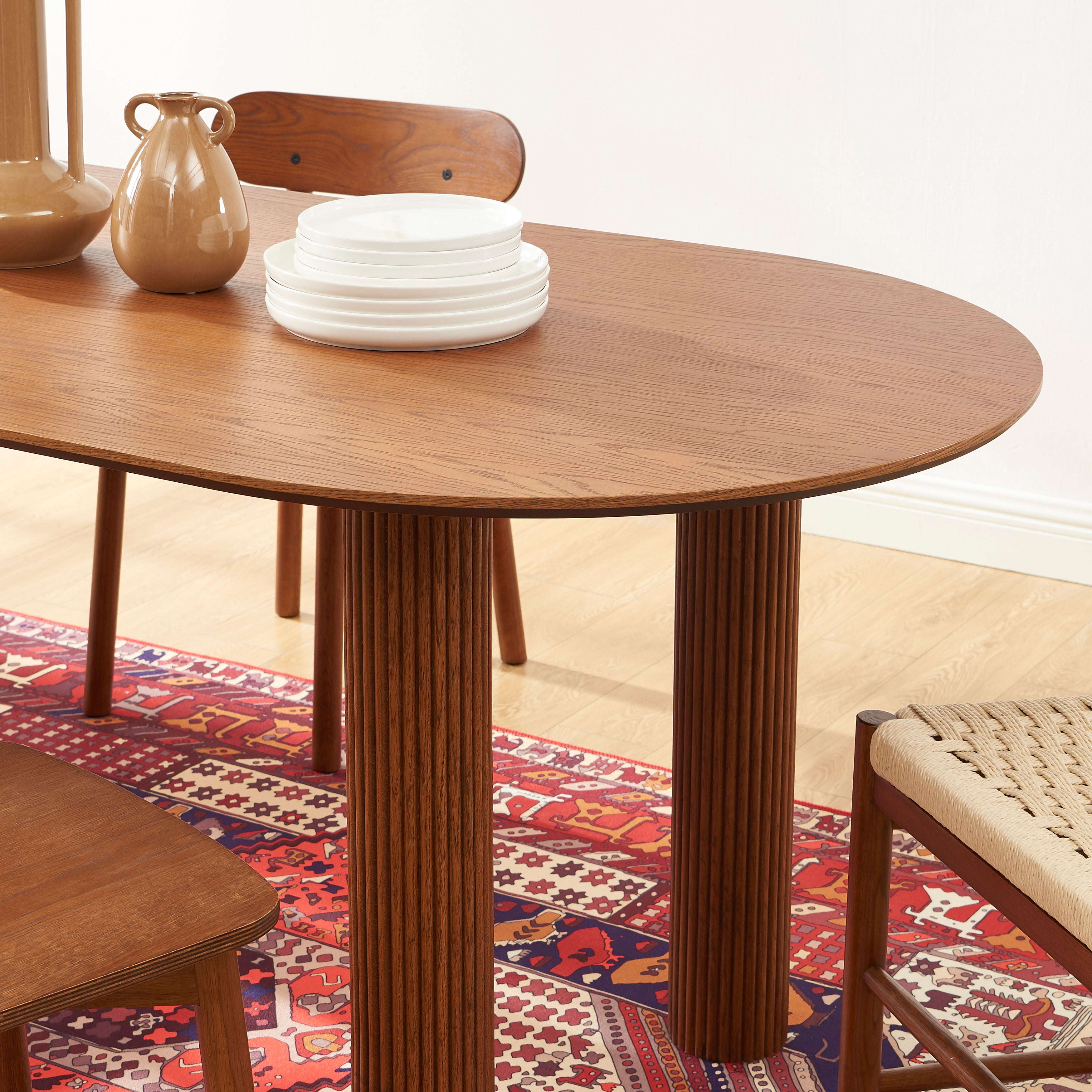 Penelope - Table De Séjour - Placage Chêne - Noyer