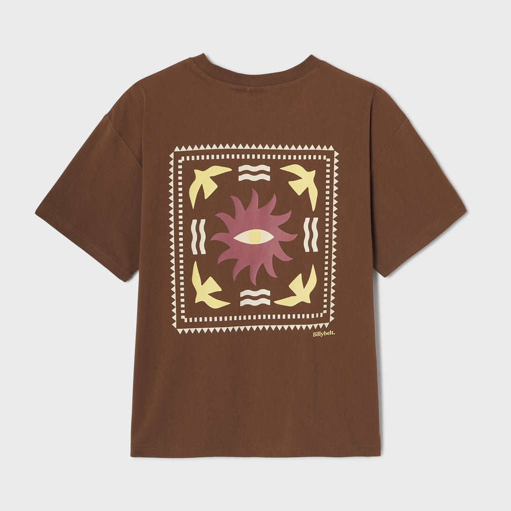 Women's 100% Organic Cotton T-Shirt - Brown, Sun Print