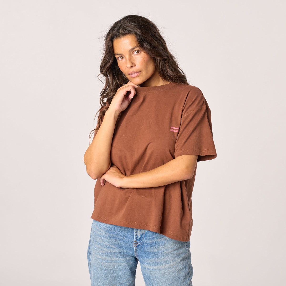 Women's 100% Organic Cotton T-Shirt - Brown, Sun Print