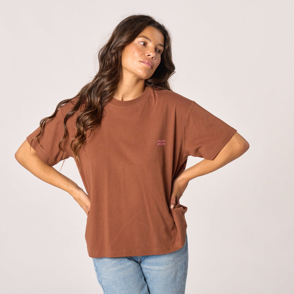Women's 100% Organic Cotton T-Shirt - Brown, Sun Print