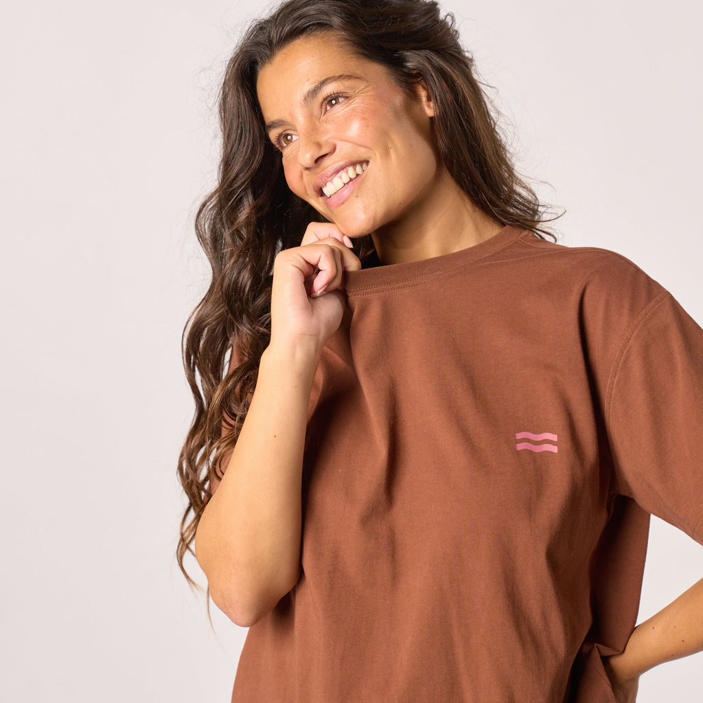 Women's 100% Organic Cotton T-Shirt - Brown, Sun Print