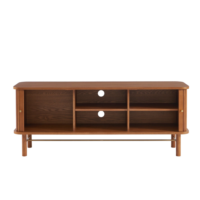 Meuble Tv Ernest - Frêne Foncé Portes Tambour