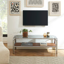 Meuble Tv Maggy - Verre Trempé Placage Noyer - 120cm