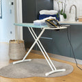 Table à repasser pliable BERMUDE en acier 124x40 cm hauteur réglable jusqu’à 94 cm avec repose-fer et support centrale vapeur