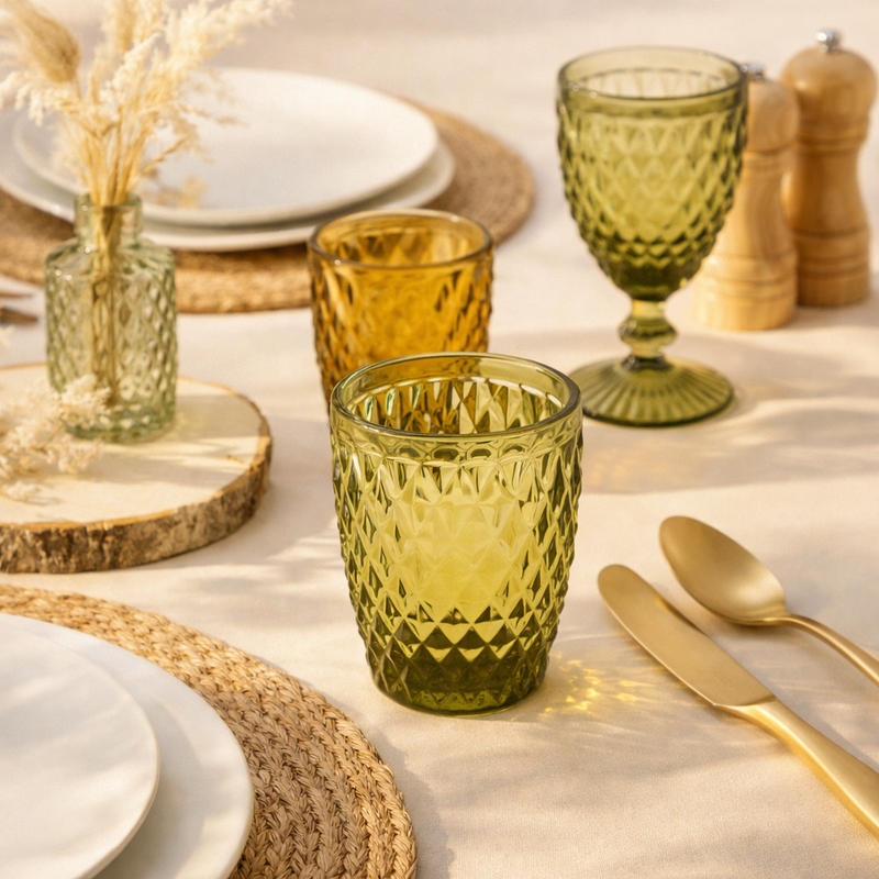 Lot De 6 Gobelets 22 Cl - Strass - Vert