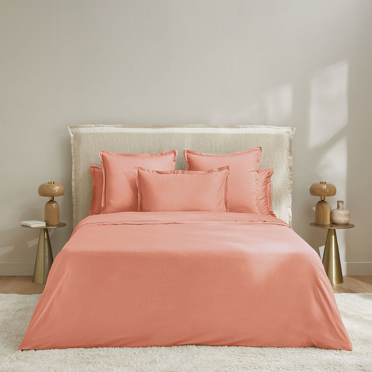 Plain Sateen - Bolster Pillowcase - Rust