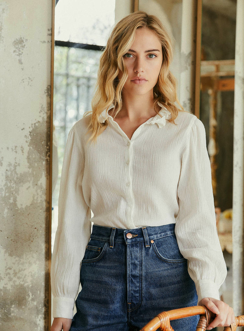 Petite Mendigote - Tamia Crinkle Top - Ecru