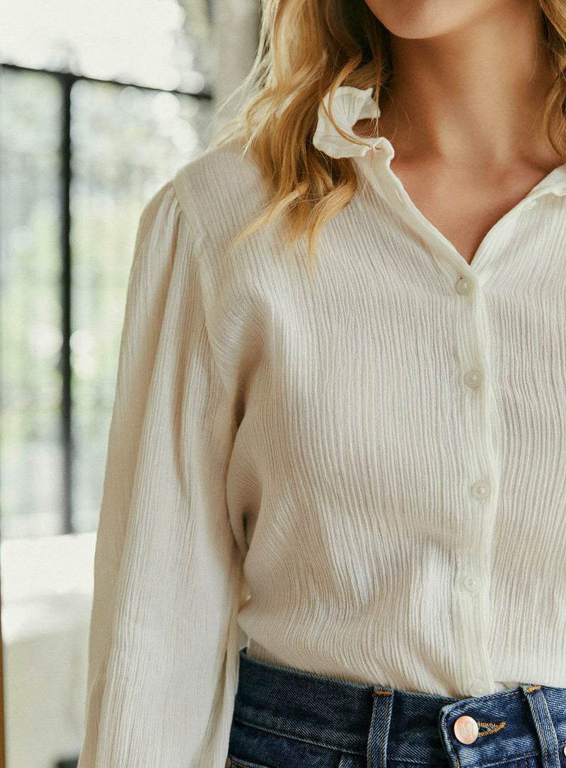 Petite Mendigote - Tamia Crinkle Top - Ecru
