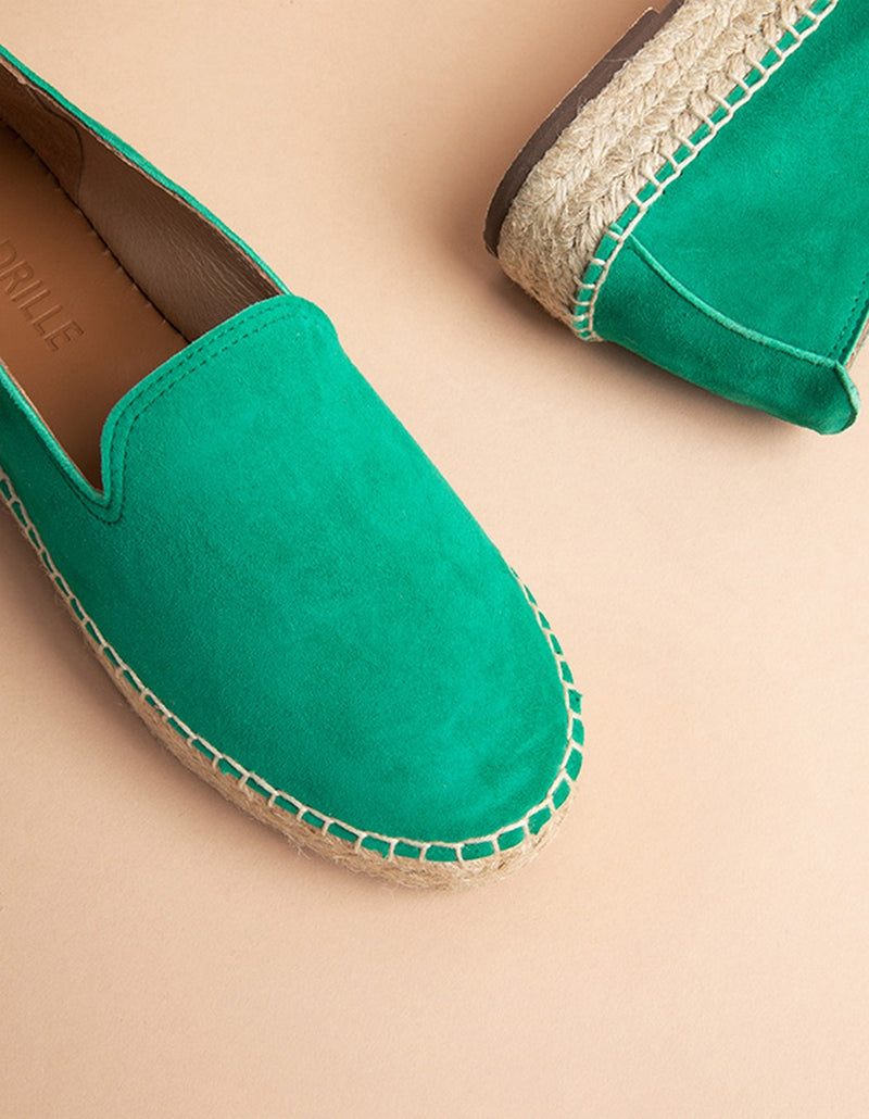 Espadrilles Plates Taormina - Green Suede Leather - Woman