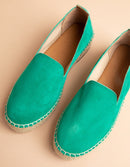 Espadrilles Plates Taormina - Green Suede Leather - Woman