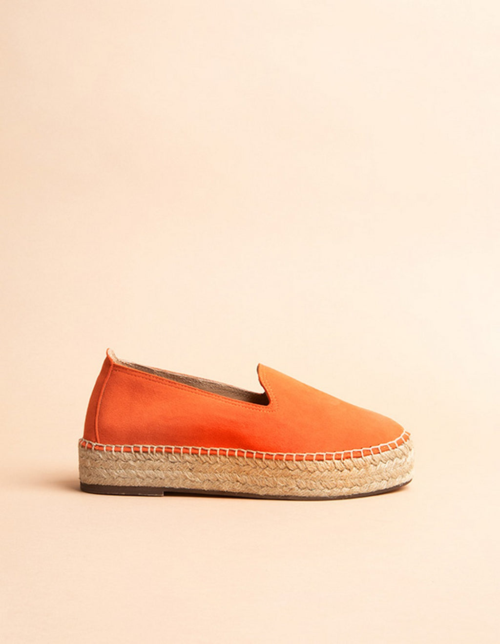 Espadrilles Plates Taormina - Cuir Daim Orange - Femme