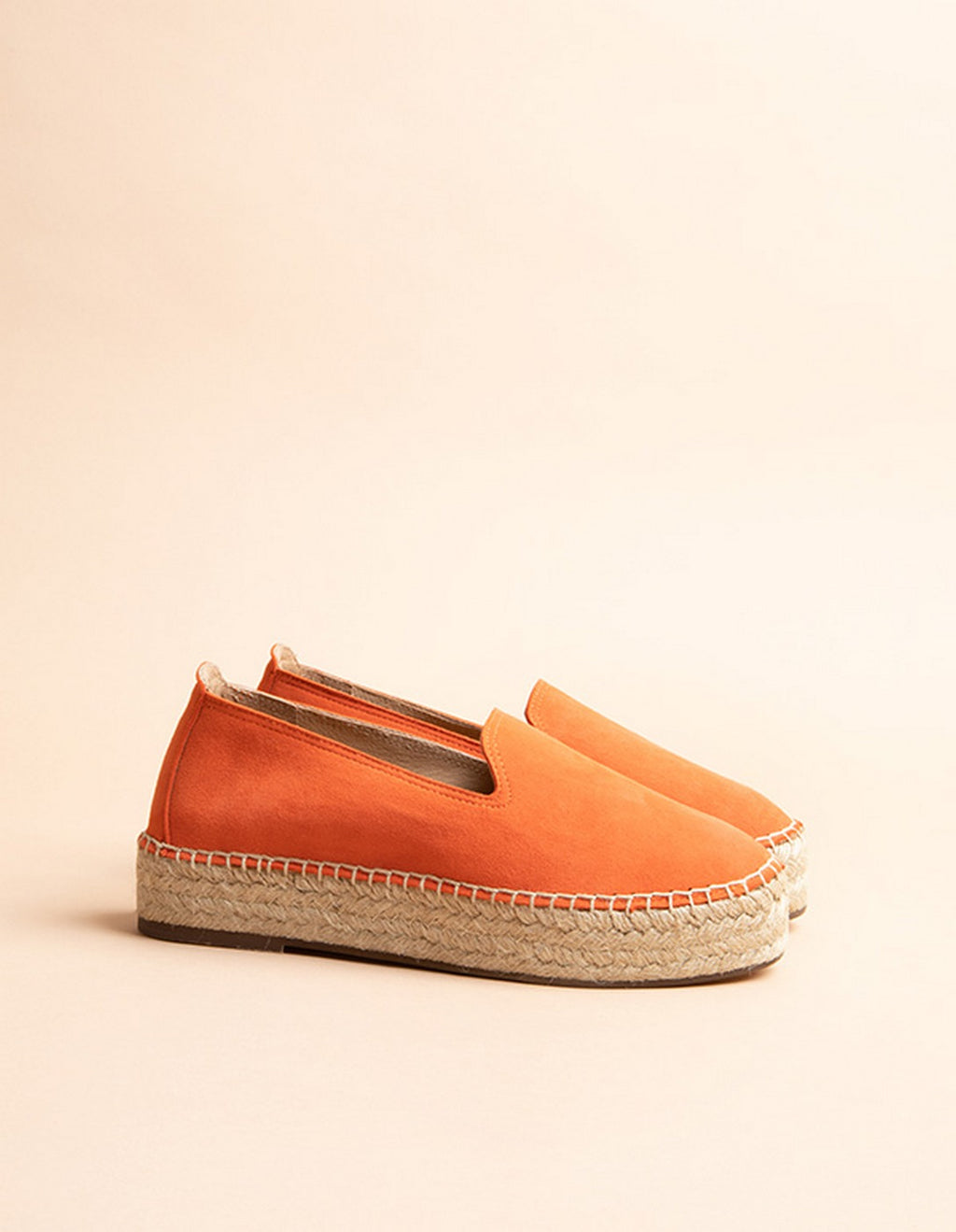 Espadrilles Plates Taormina - Cuir Daim Orange - Femme