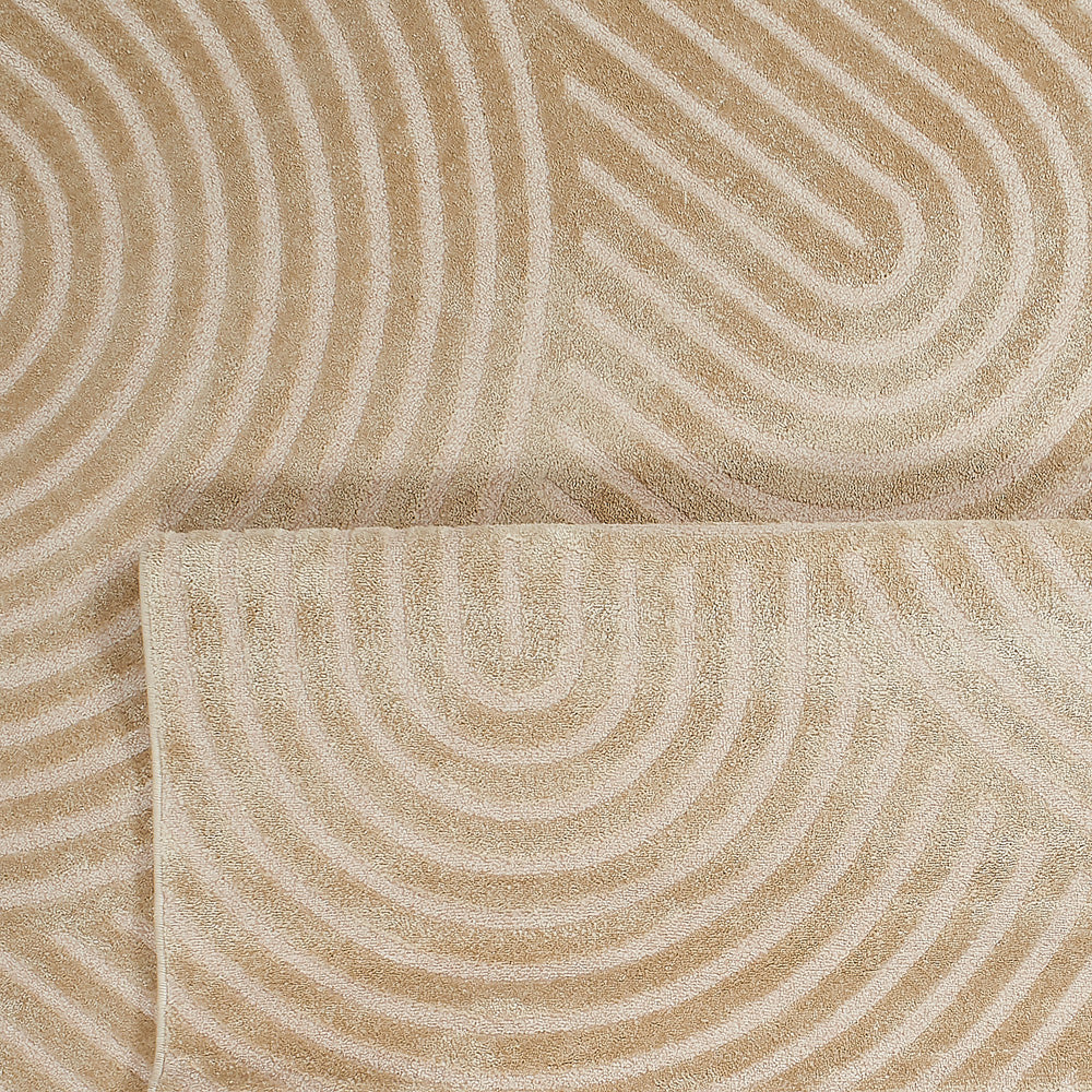 Beige rainbow rug with embossed long pile Nazar rugs