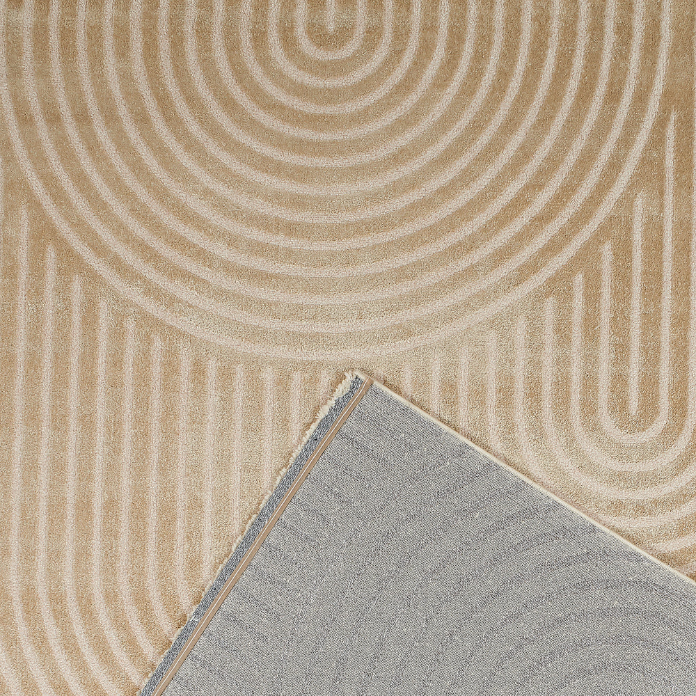 Beige rainbow rug with embossed long pile Nazar rugs