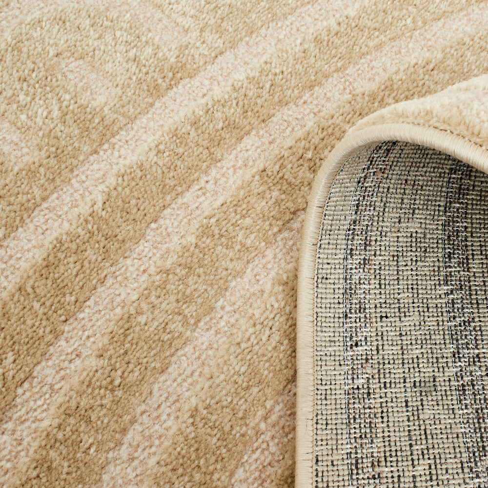 Beige rainbow rug with embossed long pile Nazar rugs