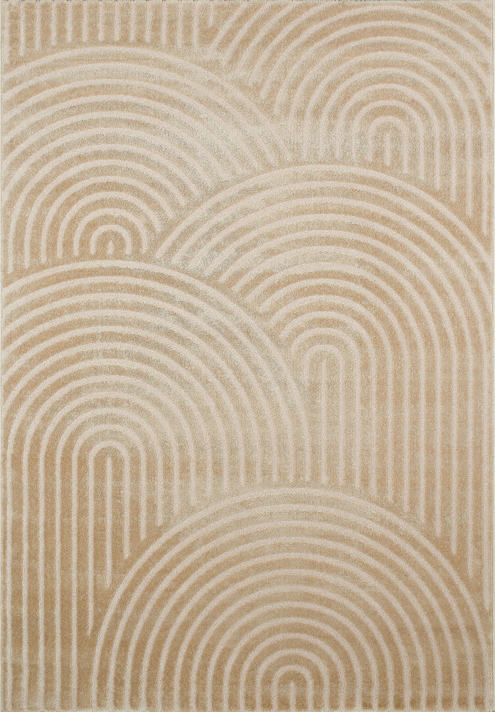 Beige rainbow rug with embossed long pile Nazar rugs