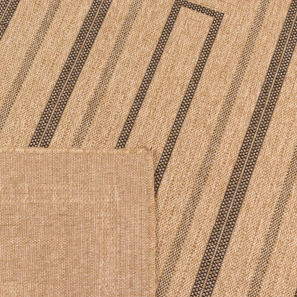 Natural jute effect rug with black rectangular pattern Nazar rugs