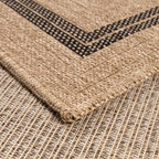 Natural jute effect rug with black rectangular pattern Nazar rugs
