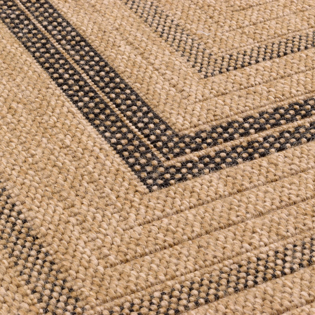 Natural jute effect rug with black rectangular pattern Nazar rugs