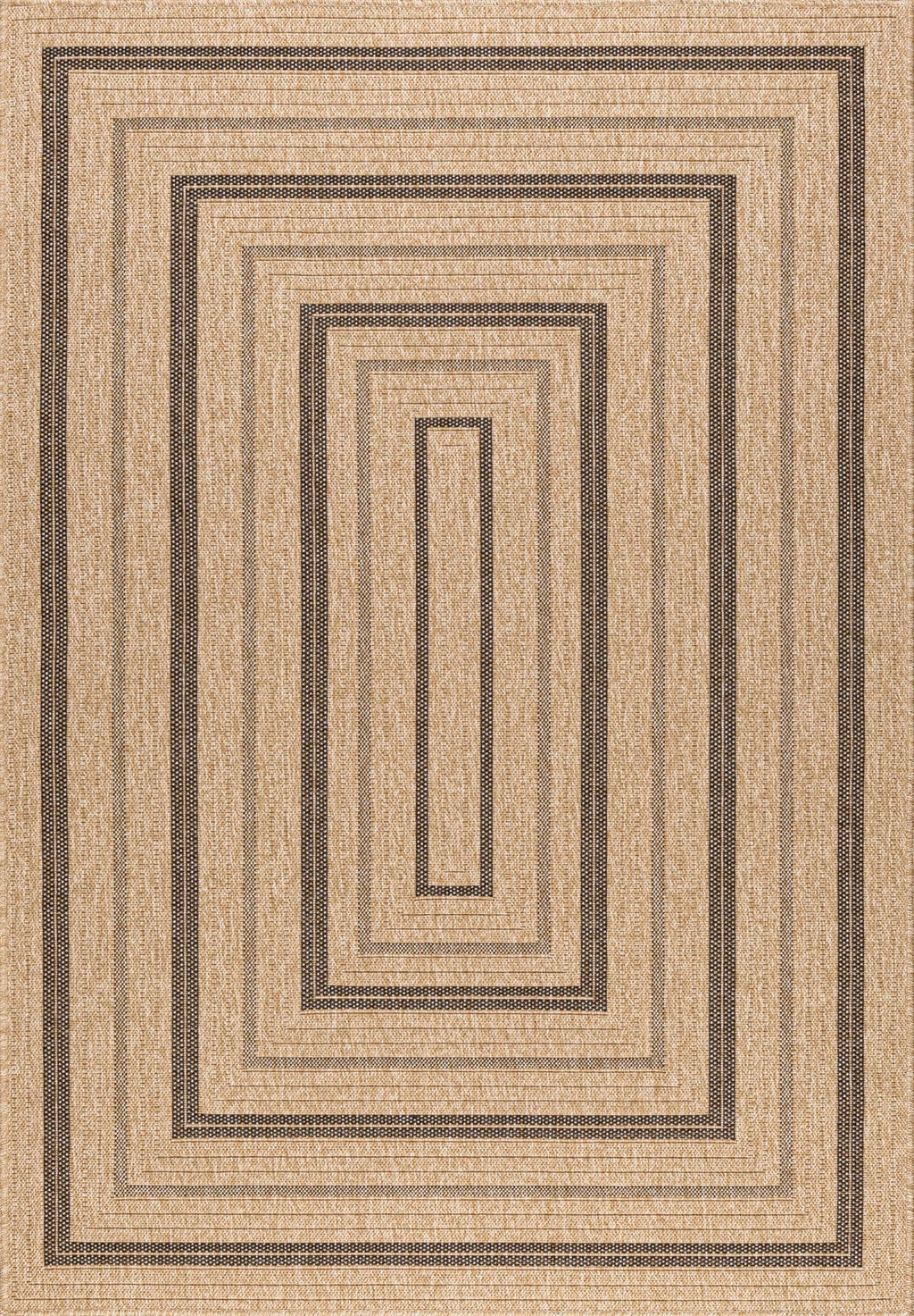 Natural jute effect rug with black rectangular pattern Nazar rugs