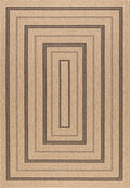Natural jute effect rug with black rectangular pattern Nazar rugs