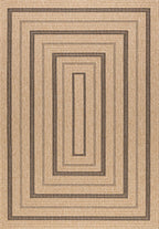 Natural jute effect rug with black rectangular pattern Nazar rugs