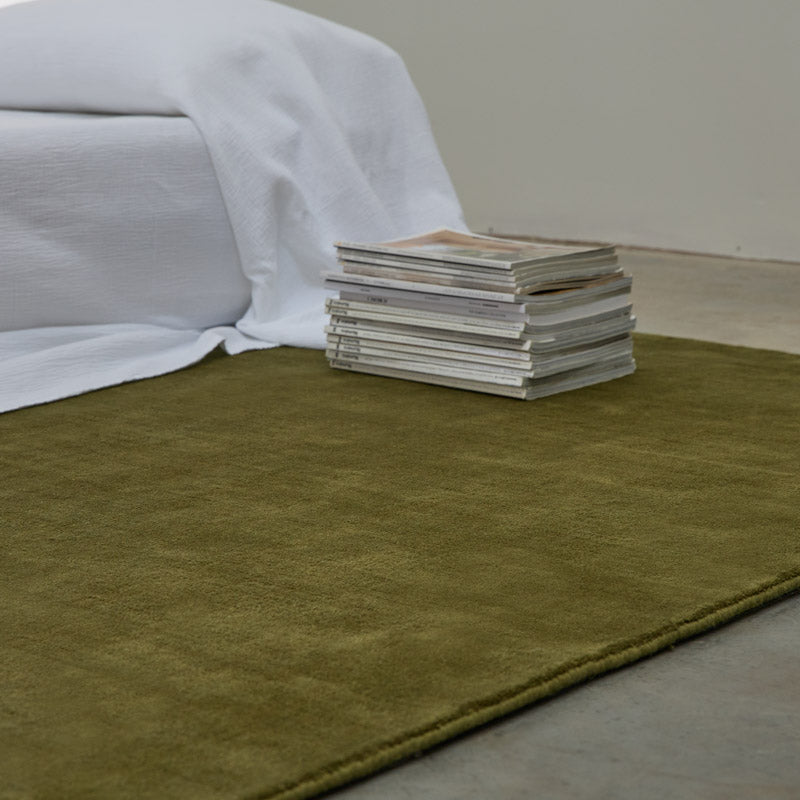 Tapis 100% Laine Nouvelle-Zélande - Vert Olive