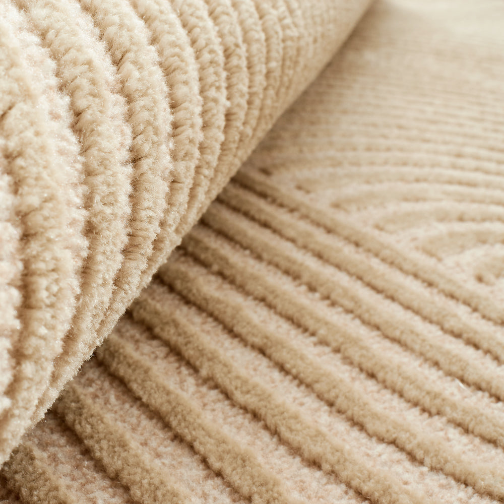 Geometric pattern rug with raised pile beige Nazar rugs