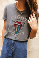 T-Shirt Light Grey Délavé Personnalisable Rainbow