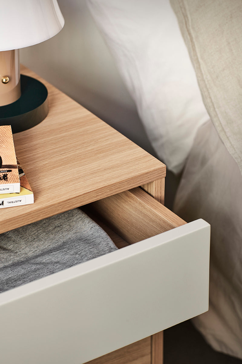 Yoko - Table De Chevet - Crème & Chêne