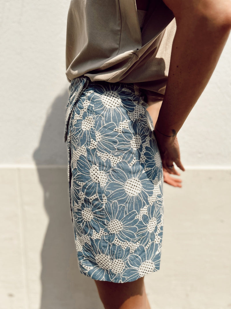 The Poppie Skirt - Blue Embroidery