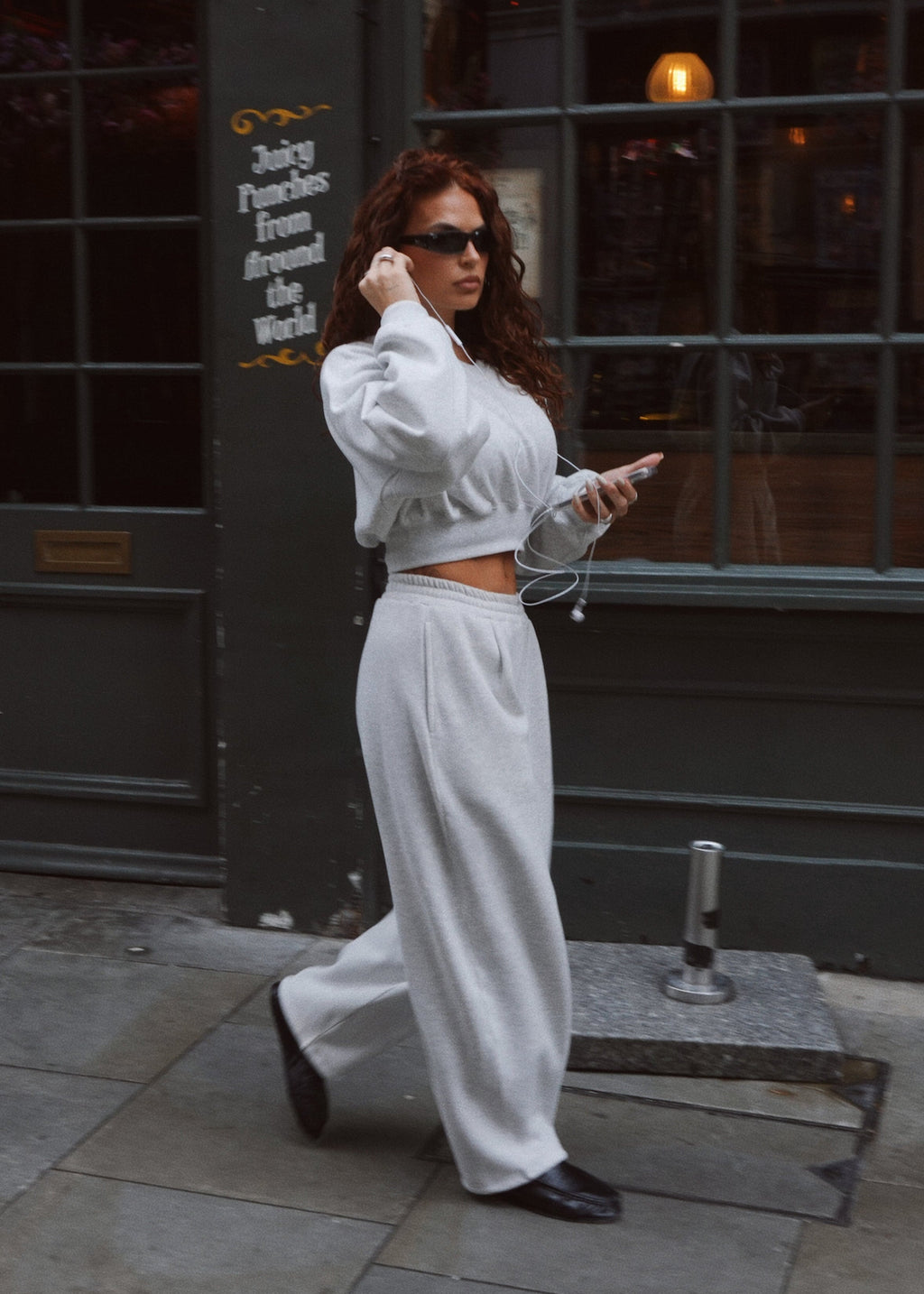 Pull Comfort Fleece V-Neck Cropped - Grey