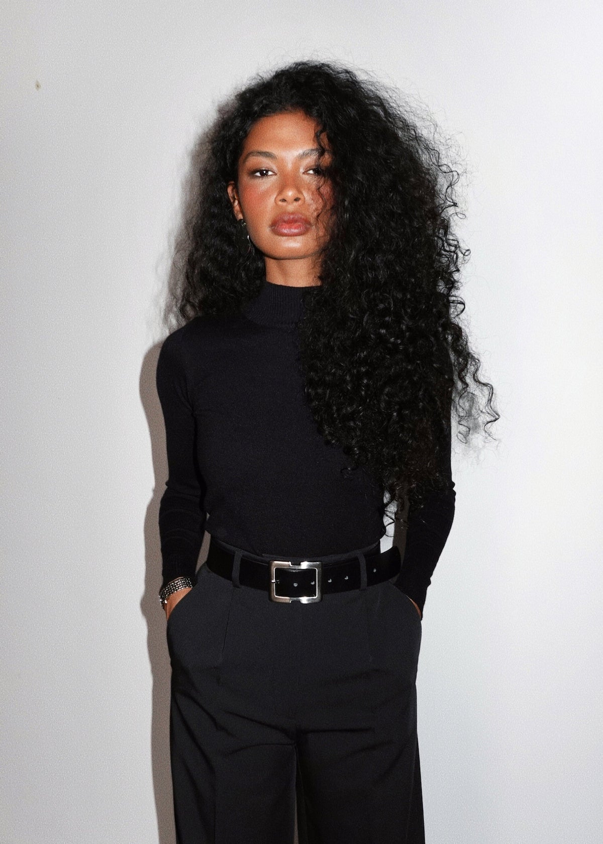 Maglione a Collo Medio 2Nd Skin Knitted - Nero