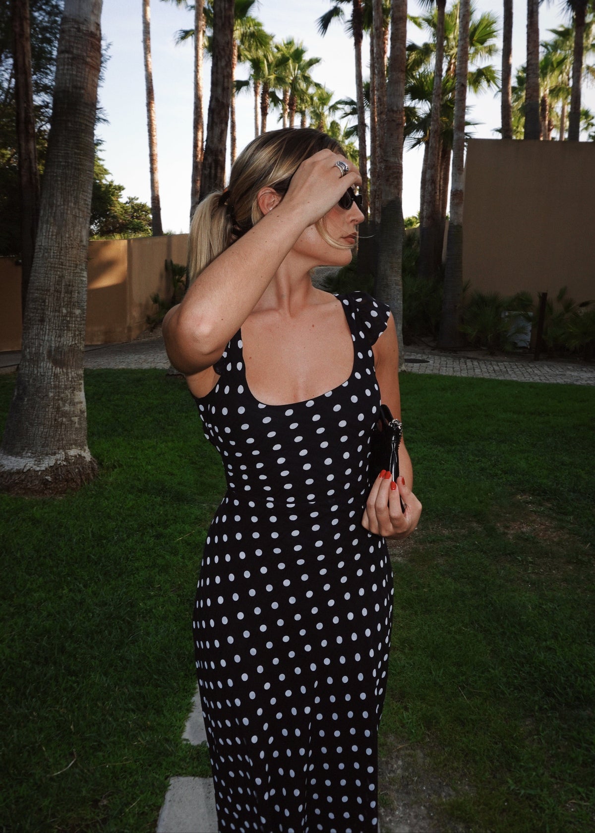 Robe Carmen Polka Dot Midi - Black & White