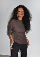 Top Espresso One Sleeve Asymmetric