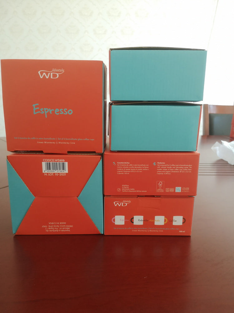 Monterey - Ensemble De 4 Tasses À Café Avec Anse - Verre Borosilicate
