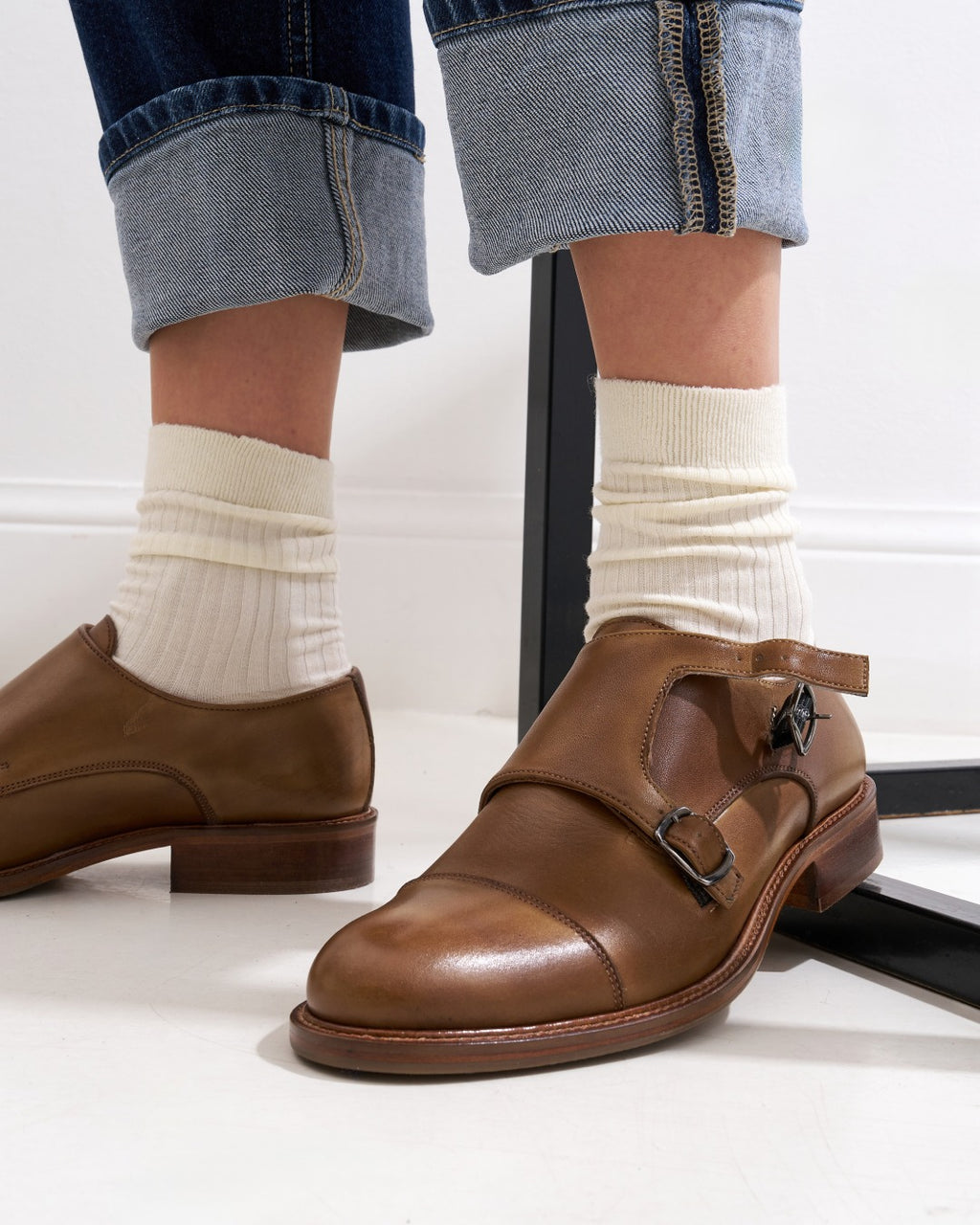 Cap Toe Monk Strap - Khaki - Women
