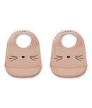 Liewood - Lot De 2 Bavoirs En Silicone Tilda - Chat Rose