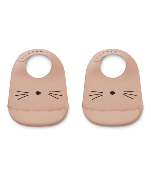 Liewood - Lot De 2 Bavoirs En Silicone Tilda - Chat Rose